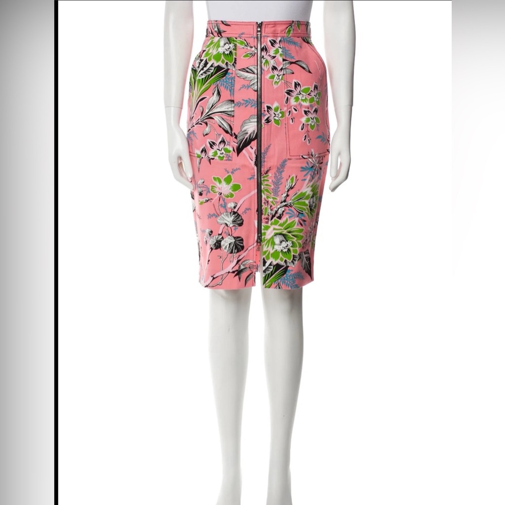 Diane Von Furstenberg Zip Skirt Avalon Hyacinth Floral Classic Stylish Preppy